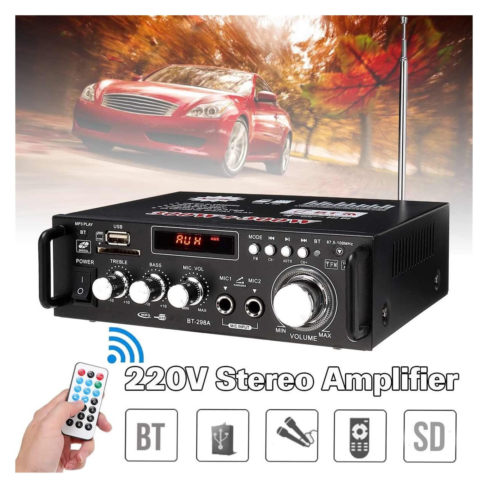 Amplificador, Amplificadores de Coche de 600w Amplificador Subwoofer Amplificador de Sonido Mini Amplificador Profesional