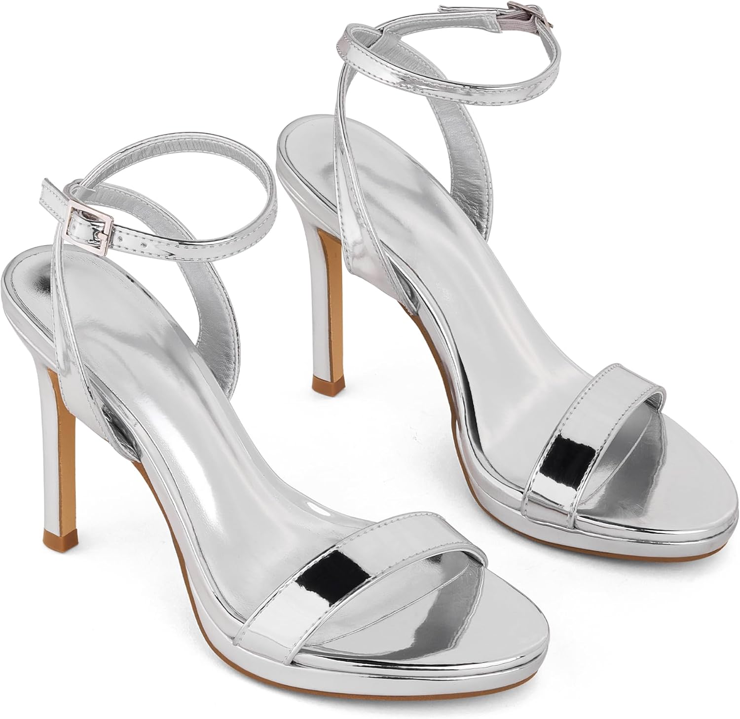 GENSHUO Women's High Heels Strappy Sandals with Round Open Toe Sexy Comfortable Ankle Strap Stiletto Wedding Prom Party Homecoming Dance Heeled Shoes - Image 6