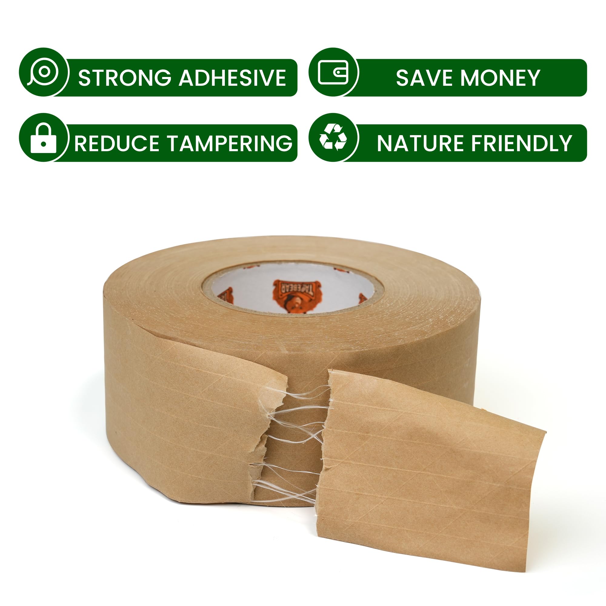 TAPEBEAR Ruban De Papier Gommé 50mm x 50m, Ruban D'expédition Brun Renforcé