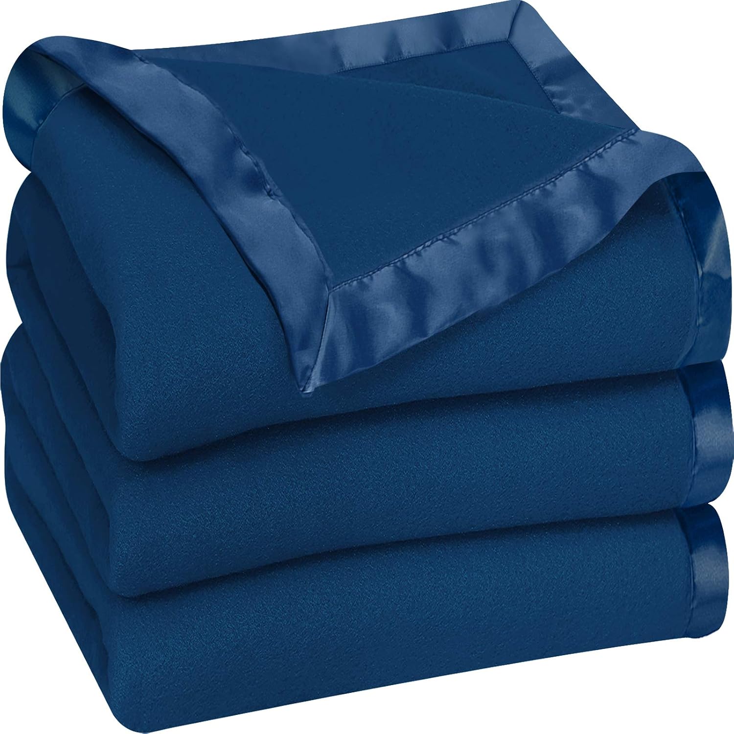 Utopia Bedding Fleece Blanket King Size Navy Soft Cozy Sateen Bed Blanket Microfiber