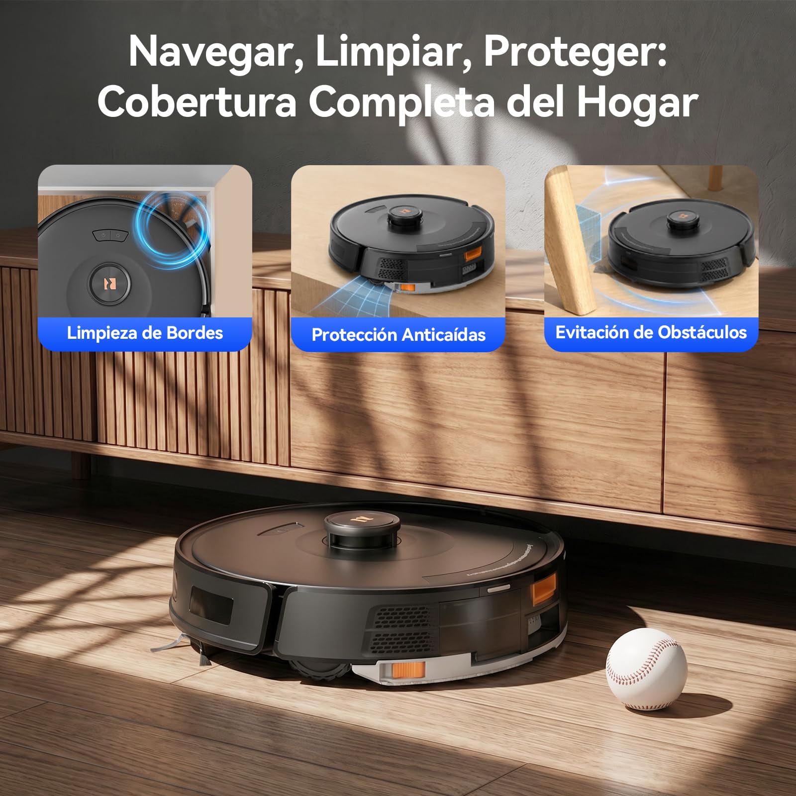 Redkey D8 Pro Robot Aspirador y Fregasuelos, 38000Pa Potente Succión con Estación de Succión 4L, Anti-Enredo de Pelos, Navegación LiDAR, Aspirador Robot 4-en-1 Aspira y Friega para Suelos, Alfombras