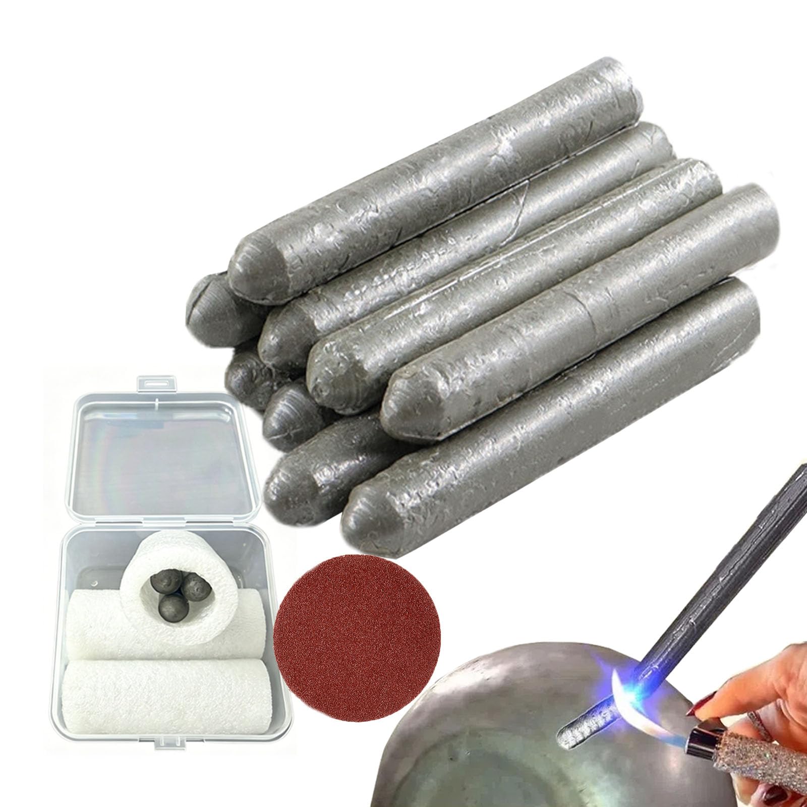 Oadaa 9Pcs 9/18/27Pcs - Low Temperature Universal Welding Rod, Aluminum Welding Rods With Sandpaper, Easily Melt Low Temp Weldings Rods For Aluminum, Stainless Steel (9Pcs)