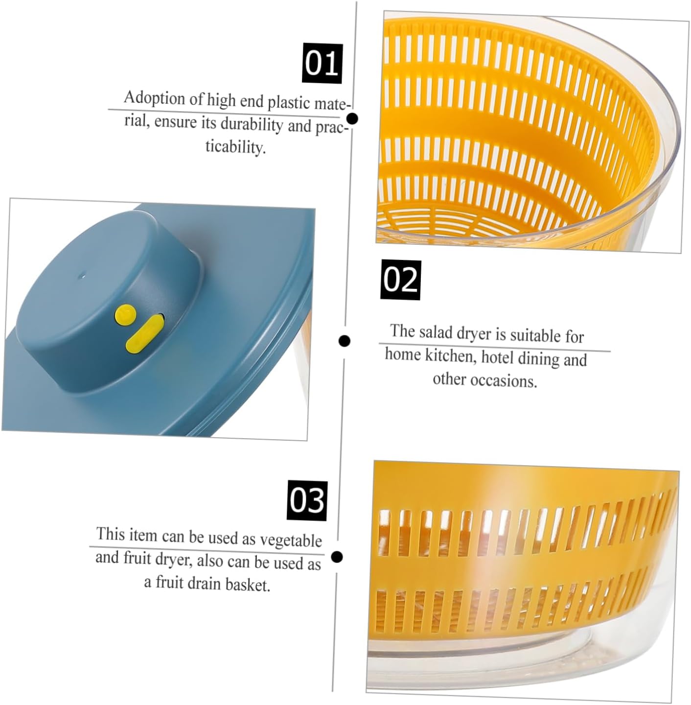 Electric Salad Spinner and Vegetable Dehydrator Capacity Fast Drying Multi-functional Drain Basket for Home Kitchen and Restaurant Use