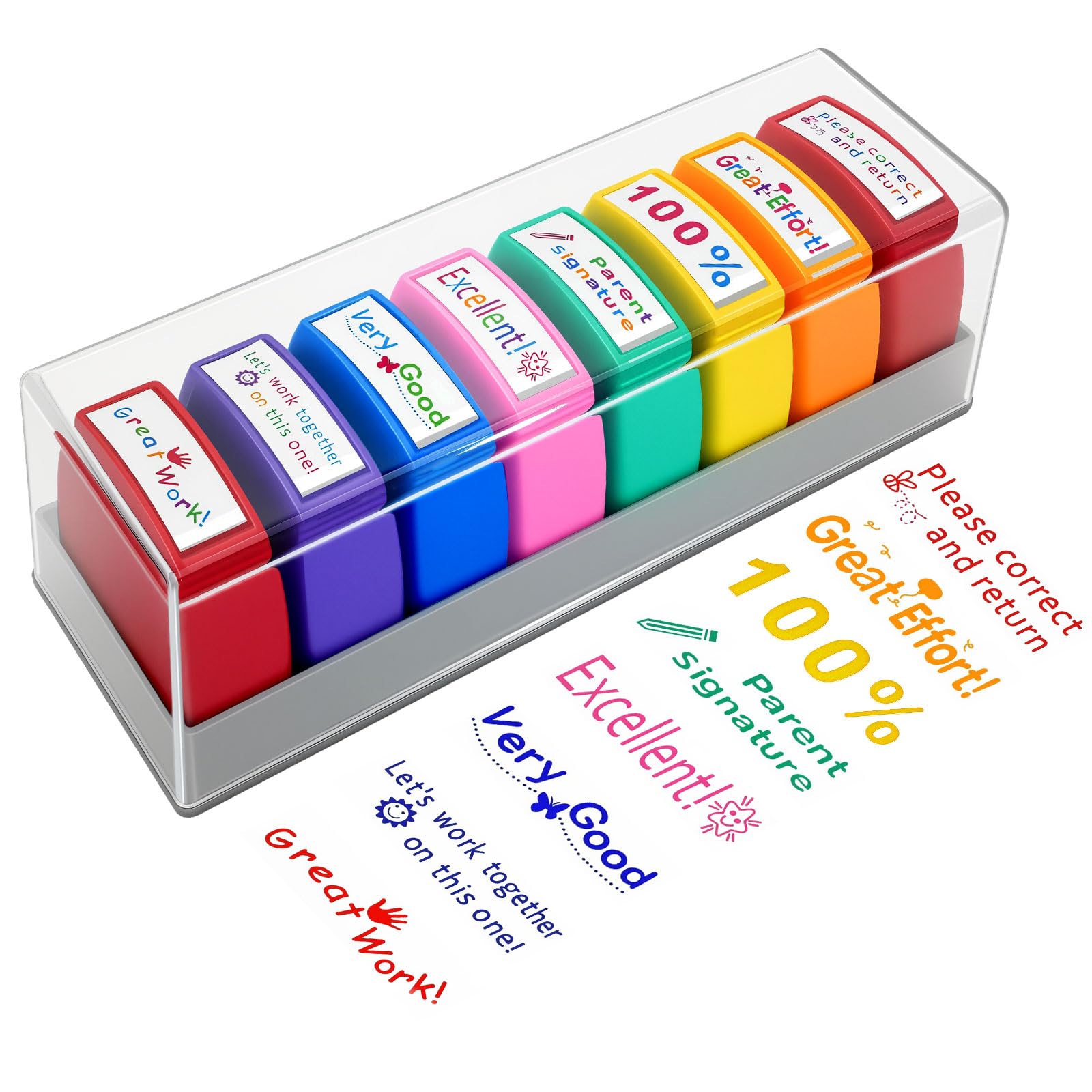 Teacher Stamps for Classroom Grading Parent Signature Self-Inking Stamp Set for Teachers Valentines Day Gifts with Motivational Encouraging Messages