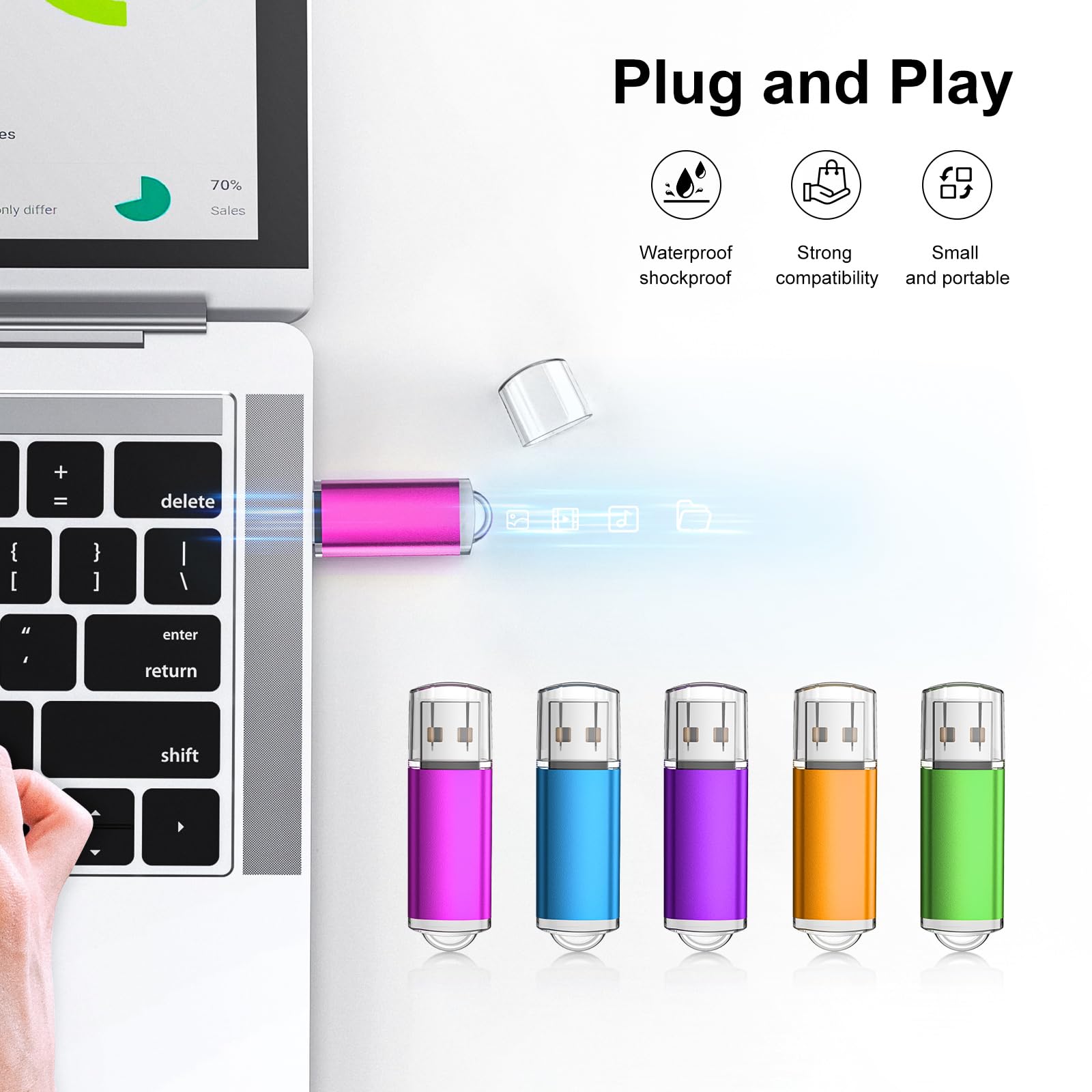 Pendrive 16 GB 10pc Memoria USB Stick 2.0 Flash Drive USB para el Almacenamiento y la Transferencia de Archivos Diarios