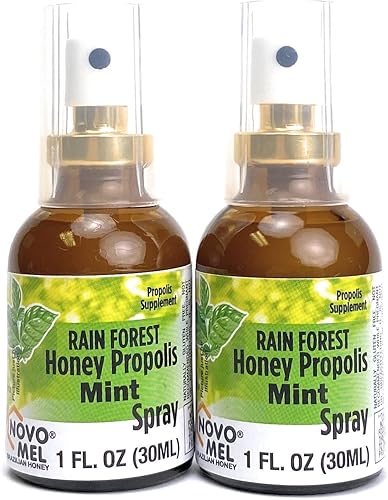 Aerosol brasileño para garganta con propóleo de abeja verde y bosque lluvioso, menta, paquete de 2 botellas