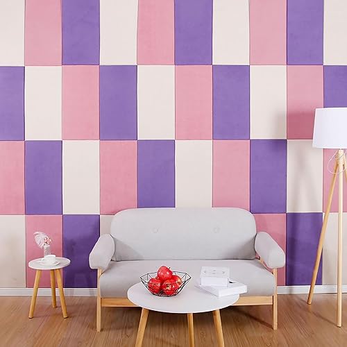 Miniatura 9 de 12 calcomanías de felpa para pared, cabecero tapizado para despegar y pegar, 23.6 x 11.8 pulgadas, acolchado de pared anticolisión, panel de pared