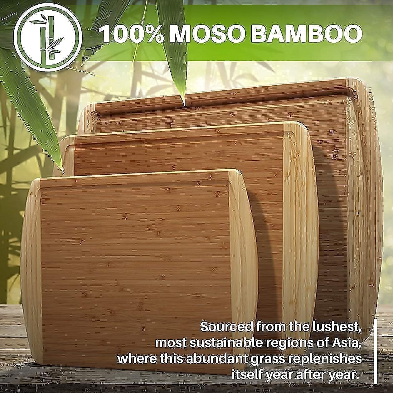 Extra Large Bamboo Cutting Board and 3pc Bamboo Cutting Board Set by Greener Chef