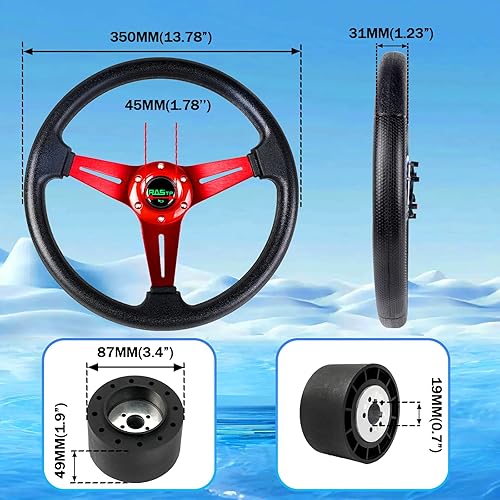 Vista 70 de RASTP Volante de barco de 12.6 pulgadas con adaptador de volante marino de eje de 3/4 pulgadas para la mayoría de barcos marinos, barcos, yates