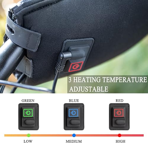 Miniatura 3 de Manoplas de manillar con calefacción, 3 temperaturas de calefacción, ajustables, resistentes al viento y al agua, cubiertas de barra para bicicleta