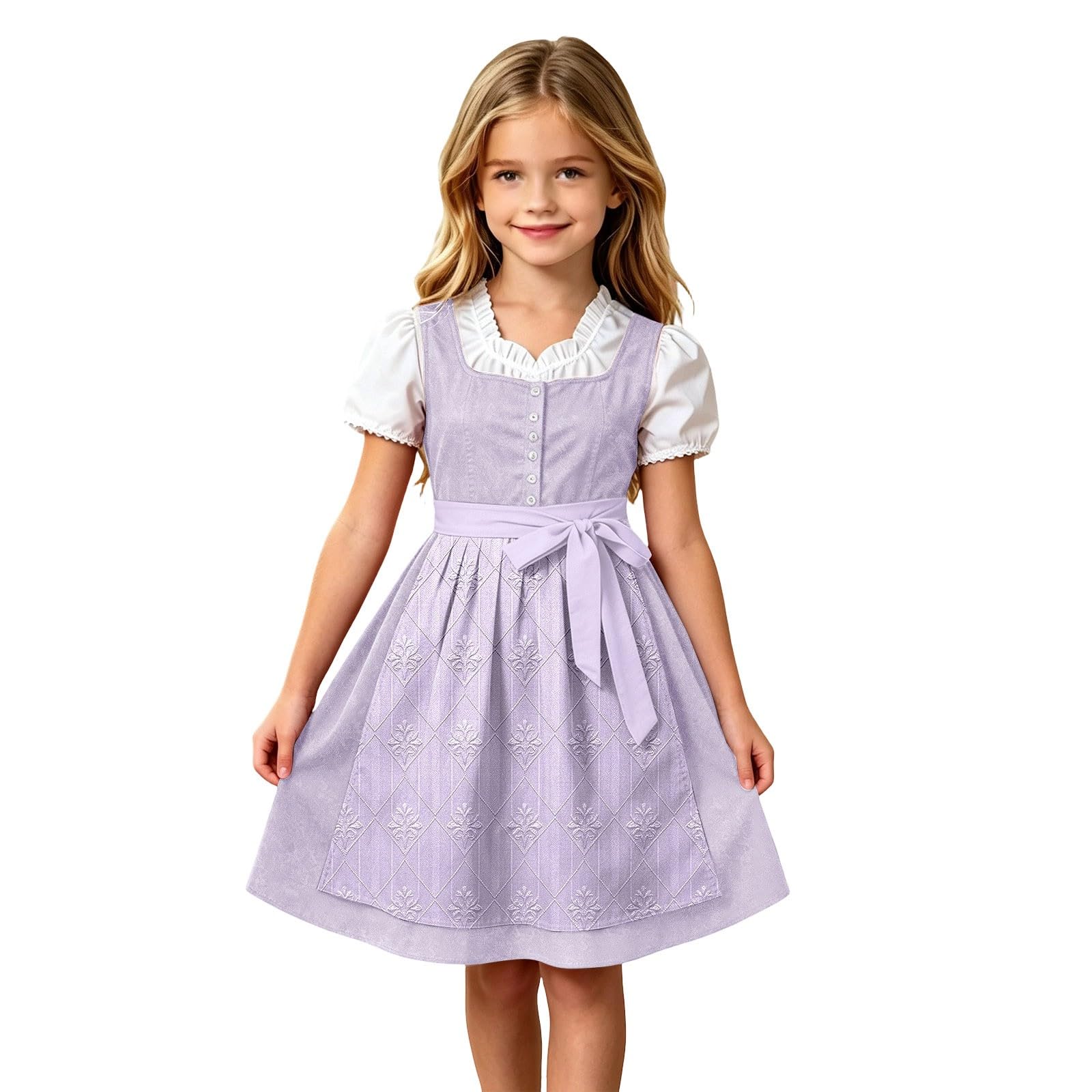 Girls Oktoberfest Costume Bavarian Beer Festival Dirndl Dress with Apron — image 1