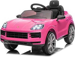LALAHO Voitures électriques pour Enfants avec Véhicule Électrique 12V Télécommande 2.4G, Véhicule électrique Enfant 2 Portes avec MP3 (Porsche Rose)