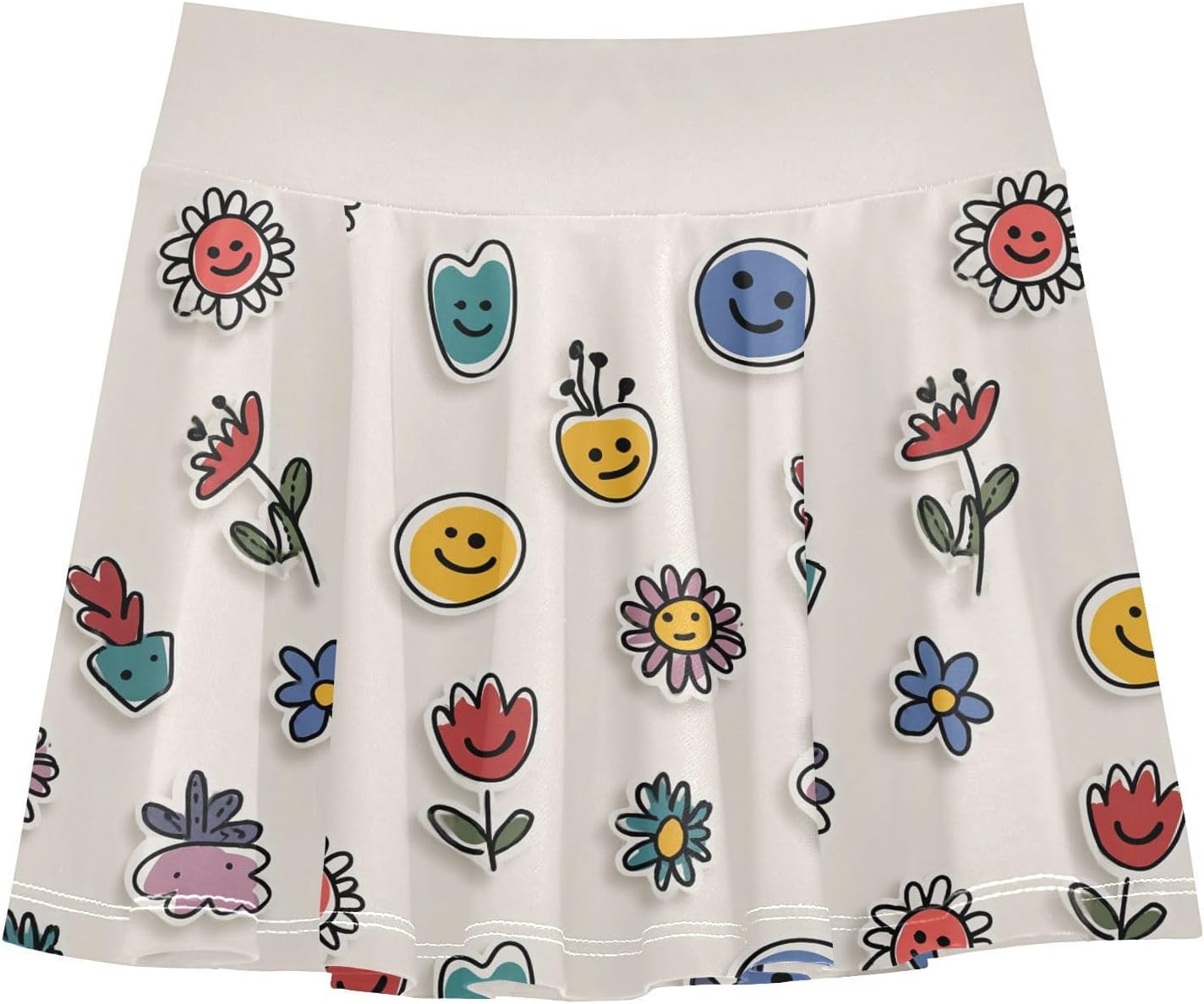 visesunny 3D Flower Sticker Girl's Golf Skirt Athletic Tennis Skort Sport Activewear with Double Layer Pockets