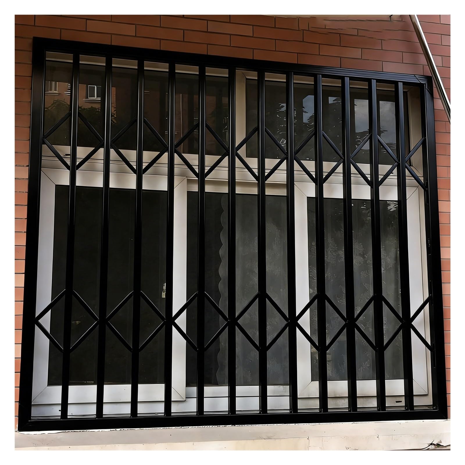AMUFJJ Exterior Interior Window Security Grille, Household Burglar Protection Window Guardrail Enclosure Retractable, Aluminum Safety Bars(Black,150x100cm (59x39))