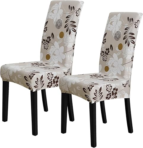 FORCHEER Juego de 2 fundas elásticas para sillas de comedor, estampadas, elásticas, lavables, extraíbles para cocina, hotel, restaurante, ceremonia, disponible en Yaxa Peru
