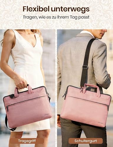 DOMISO 15-15.6 inch laptop bag, laptop bag, waterproof briefcase, carrying bag, shoulder bag for 15.6 inch Lenovo IdeaPad S510 ThinkPad E575/HP Pavilion 15 Envy 15/Dell XPS 15/Acer/Asus, pink - 2