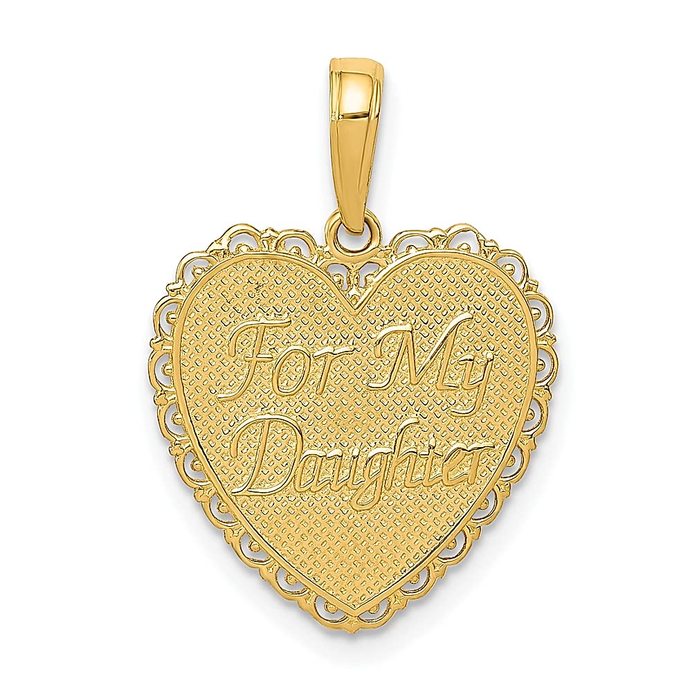 IceCarats14K Solid Yellow Gold Reversible My Daughter Heart Necklace Love  Pendant Charm