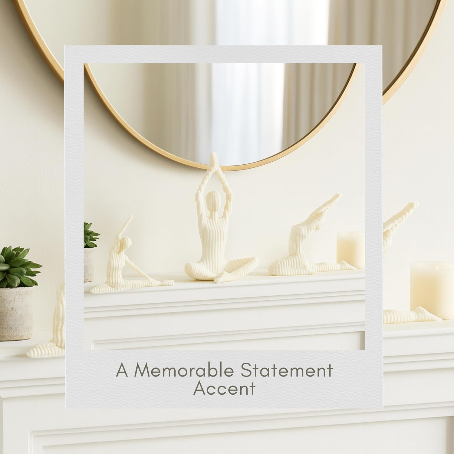 Set of 3 Ketsora Yoga Statuary Decorative Object – Yoga Sculptures Modern Home Decor Accents – Shelf Styling & Coffee Table Decor for Office & Living Room – 10", 10" & 16", White