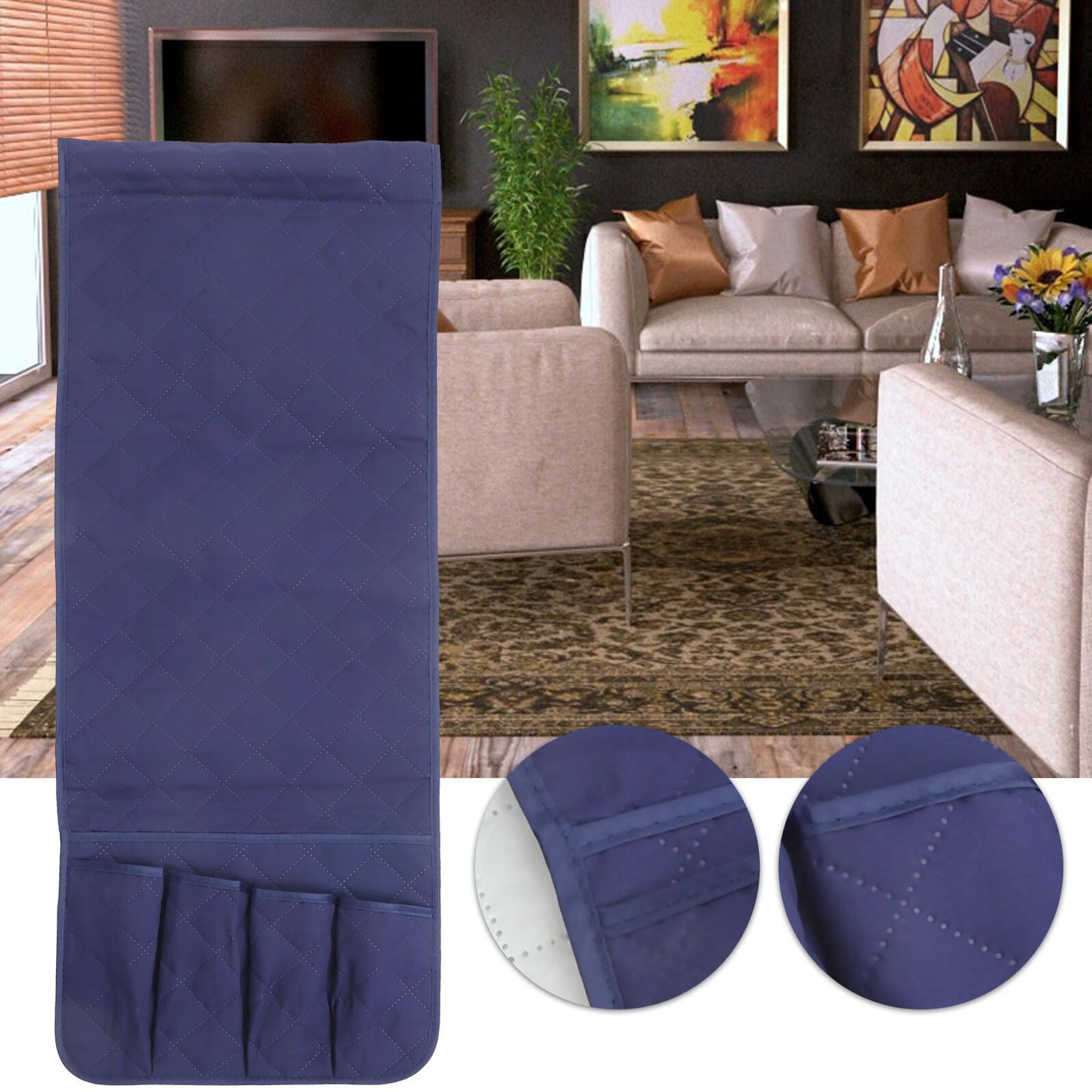 Organizador De Reposabrazos Para Sofá Azul Colgante, Bolsa De Almacenamiento Multifuncional, Soporte Para Control Remoto, Adecuado Para Orden Salón y Junto Cama