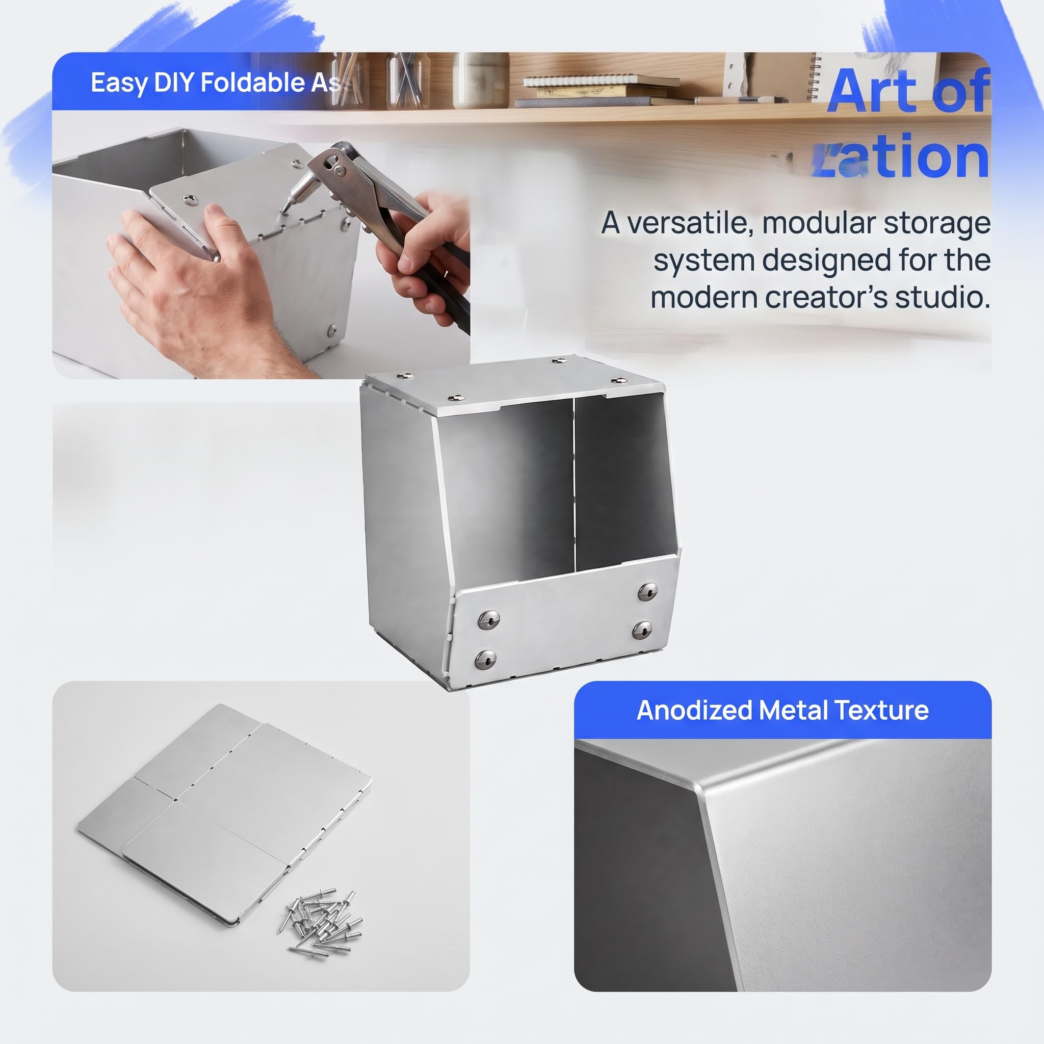 Caja Organizadora De Pintura De Aleación De Aluminio, Almacenamiento De Botellas De Pintura Para Manualidades, Gran Capacidad, Montaje Plegable, Diseño De Base Magnética
