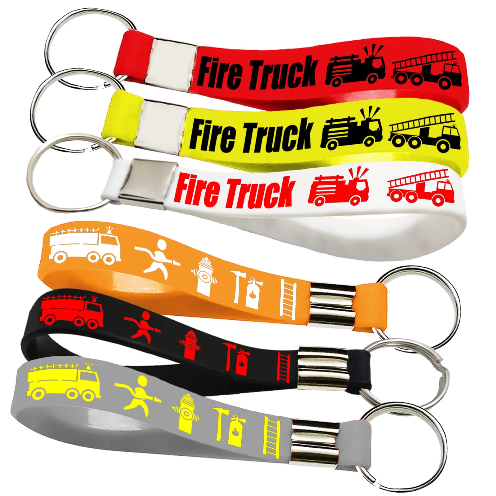 Amazon.com: CupaPlay 24PCS Fire Truck Rubber Keychains -Fire Truck ...