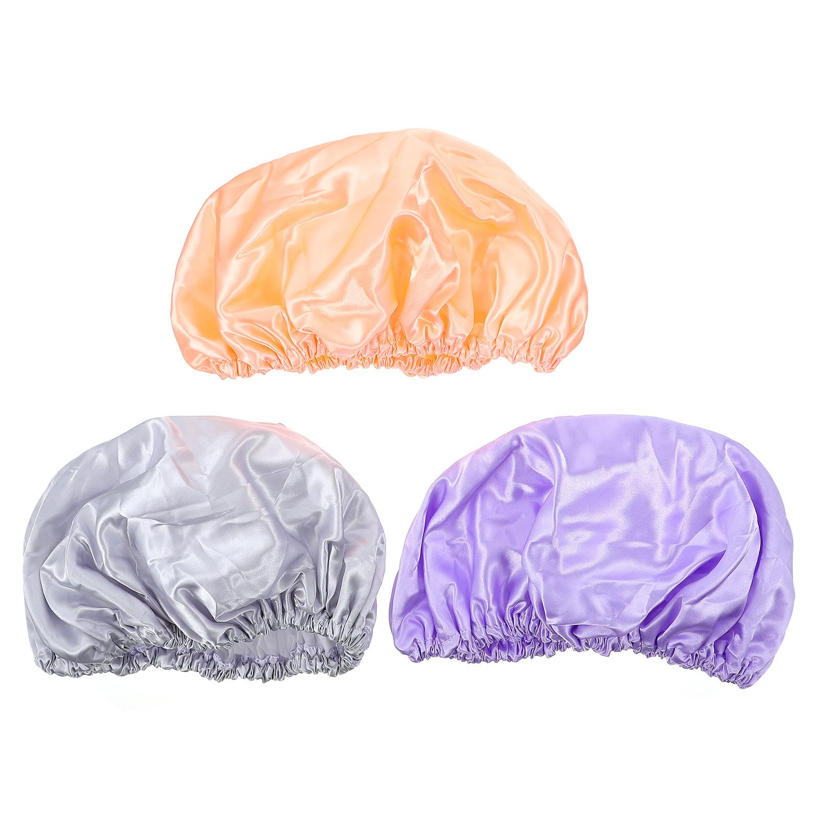 3 piezas Gorro de Ducha Reutilizable para Doble Capa de Peva y Satén para el y Mantener el Cabello al Dormir