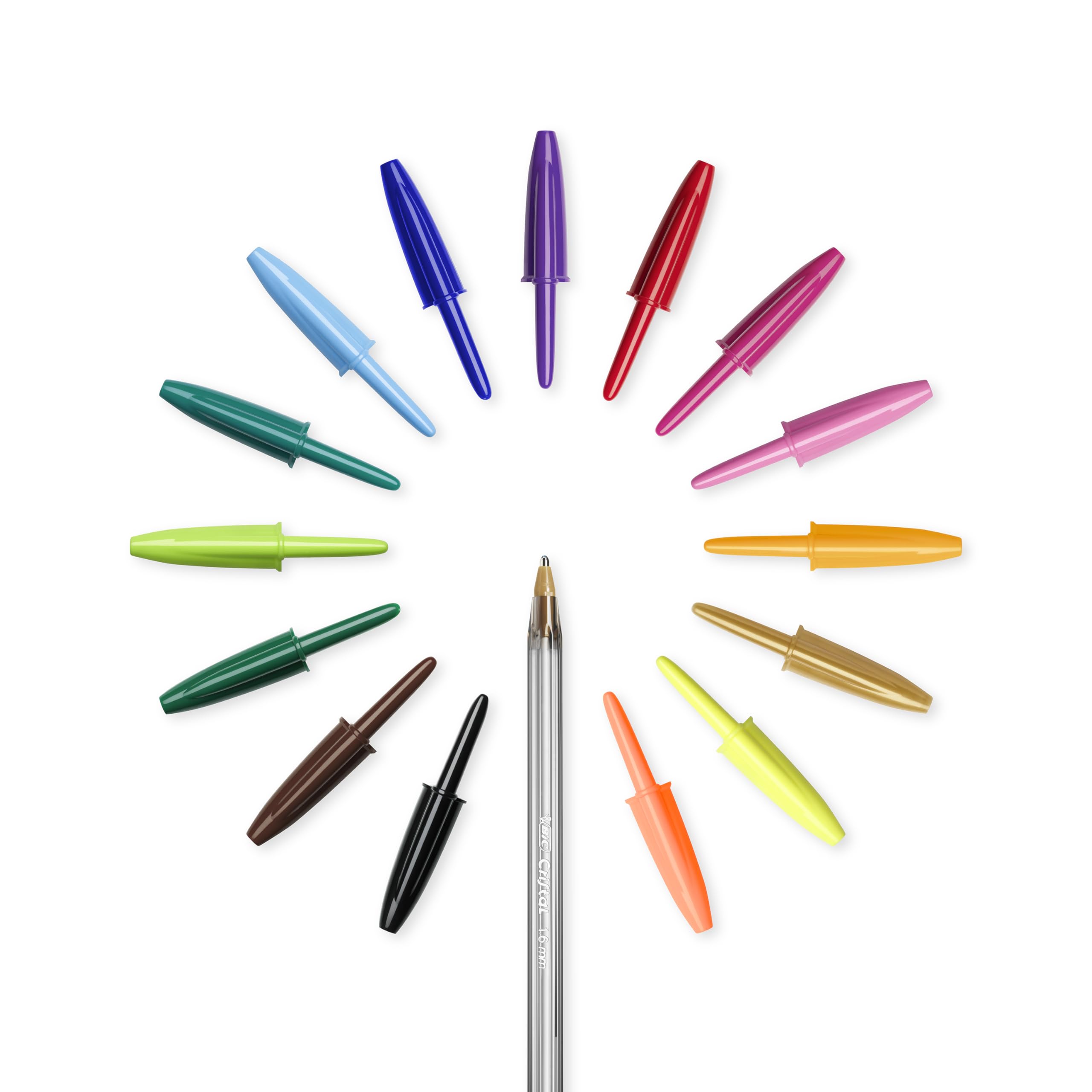 BIC Cristal Multicolour, Bolígrafos de Punta Ancha (1,6 mm), Ideal para Dibujos y Anotaciones, Colores Surtidos, Pack de 15 Unidades