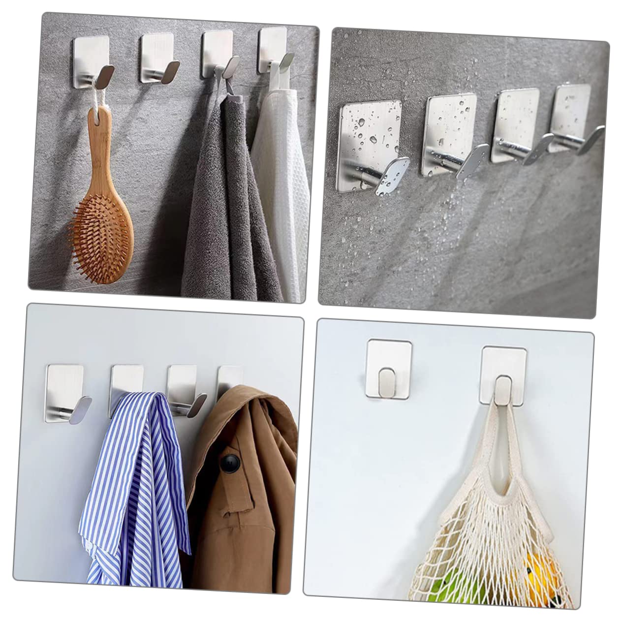 VASDEV 8 ganchos adhesivos de acero inoxidable para montaje en pared, ganchos de almacenamiento para ropa, ganchos para toallas, organizador de llaves, gancho individual para abrigos, gan
