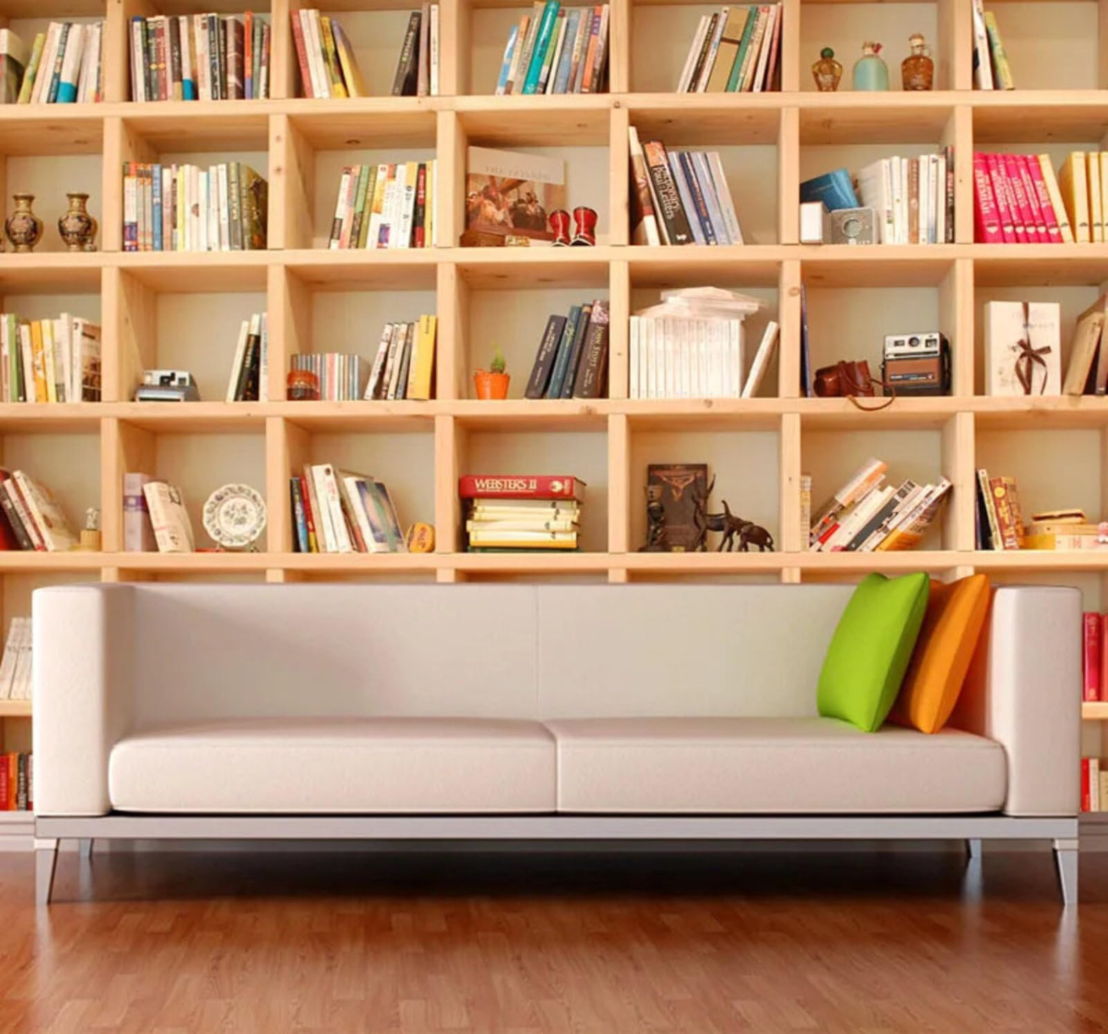 Wallpaper-3D-Xlm 350Cm×256Cm(B×H) Creative Three Dimensional Bookshelf Books Art 3D Wallpaper Easy Install Feature Office Living Room Sofa Bedroom Tv Background Wall Decoration-350Cm×256Cm
