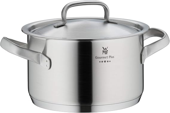 WMF Pot Set 5-Piece Gourmet Plus Inside Scale Steam Vent Hollow Handles Metal Lid Cromargan® Stainless Steel Suitable for Induction Hobs Dishwasher-Safe