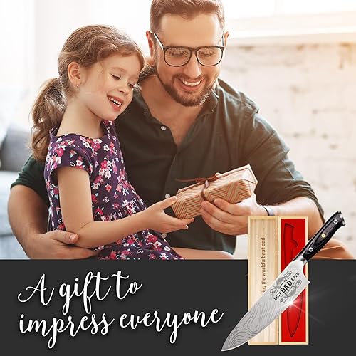 Miniatura 65 de Regalos para papá, hombres, regalos de papá para papá, regalo de cumpleaños de hija, hijo, niños, 8 pulgadas, cuchillo de chef alemán profesional