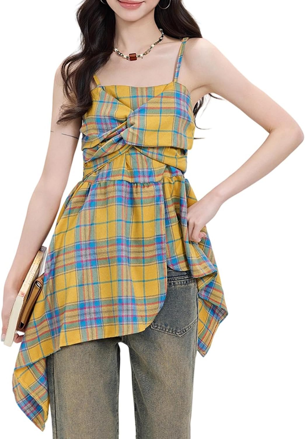 little_rhythnnne♡ピンク TUTUギンガムチェック キャミワンピ レトロ