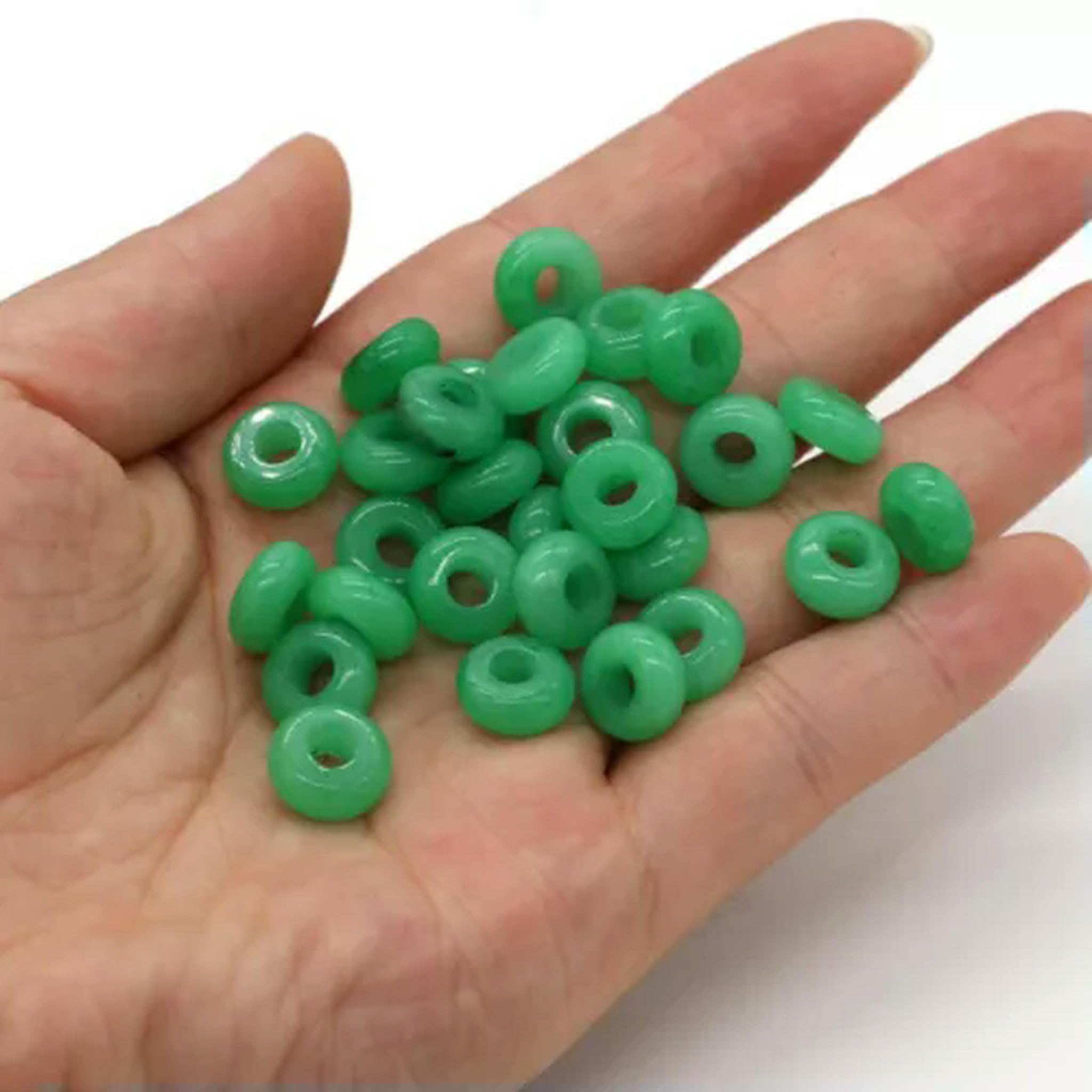 Großhandel 100 Stück natürliche malaysische Jade Steinperlen Abacus Big Hole Perlen 5x10mm