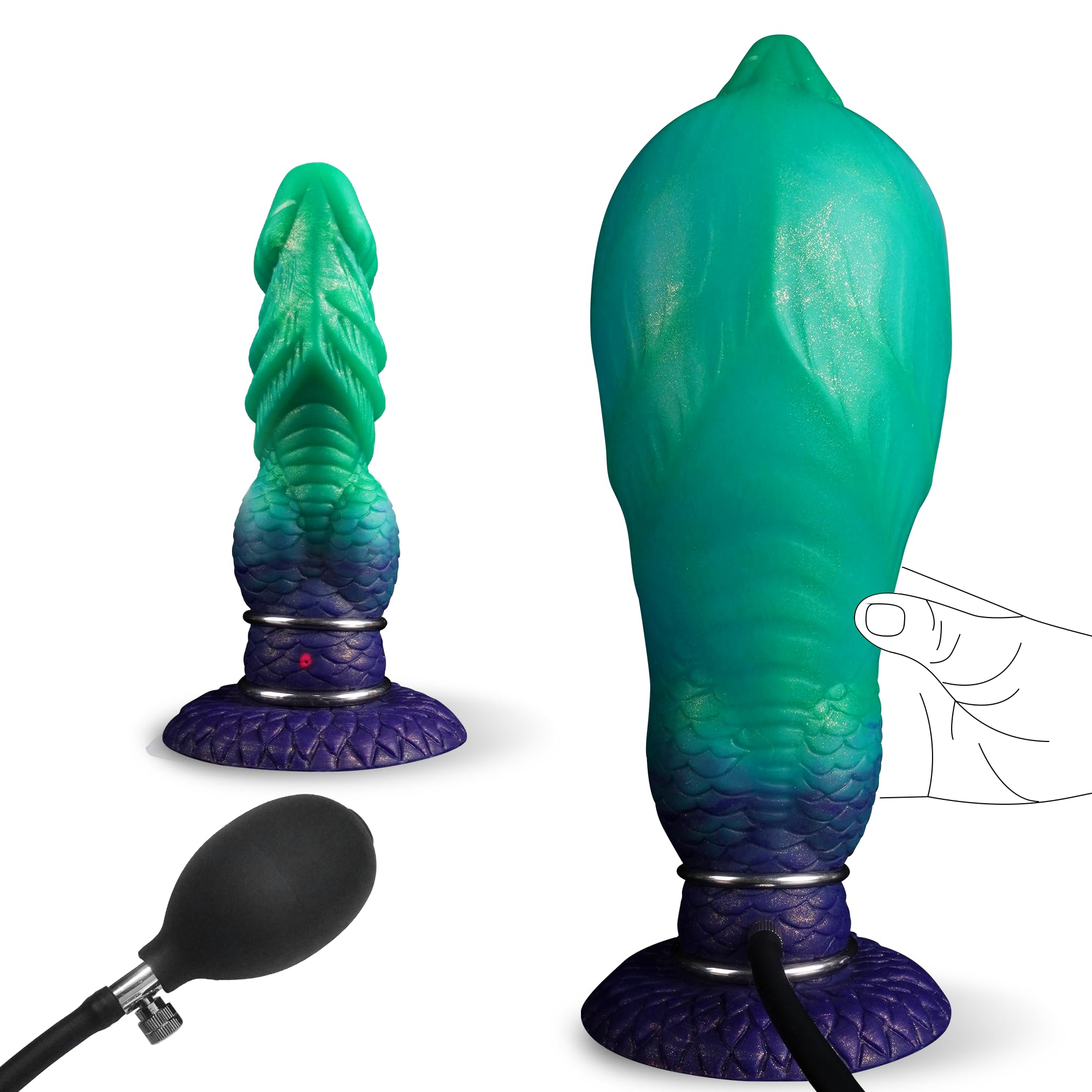 Monster Dildo Inflatable Fantasy Dildo with Adjustable Thickness, Huge Horse Dildos Inflatable Butt Plug Thick Anal Dildos with Strong Suction Cup, Adult Toys for Women Men