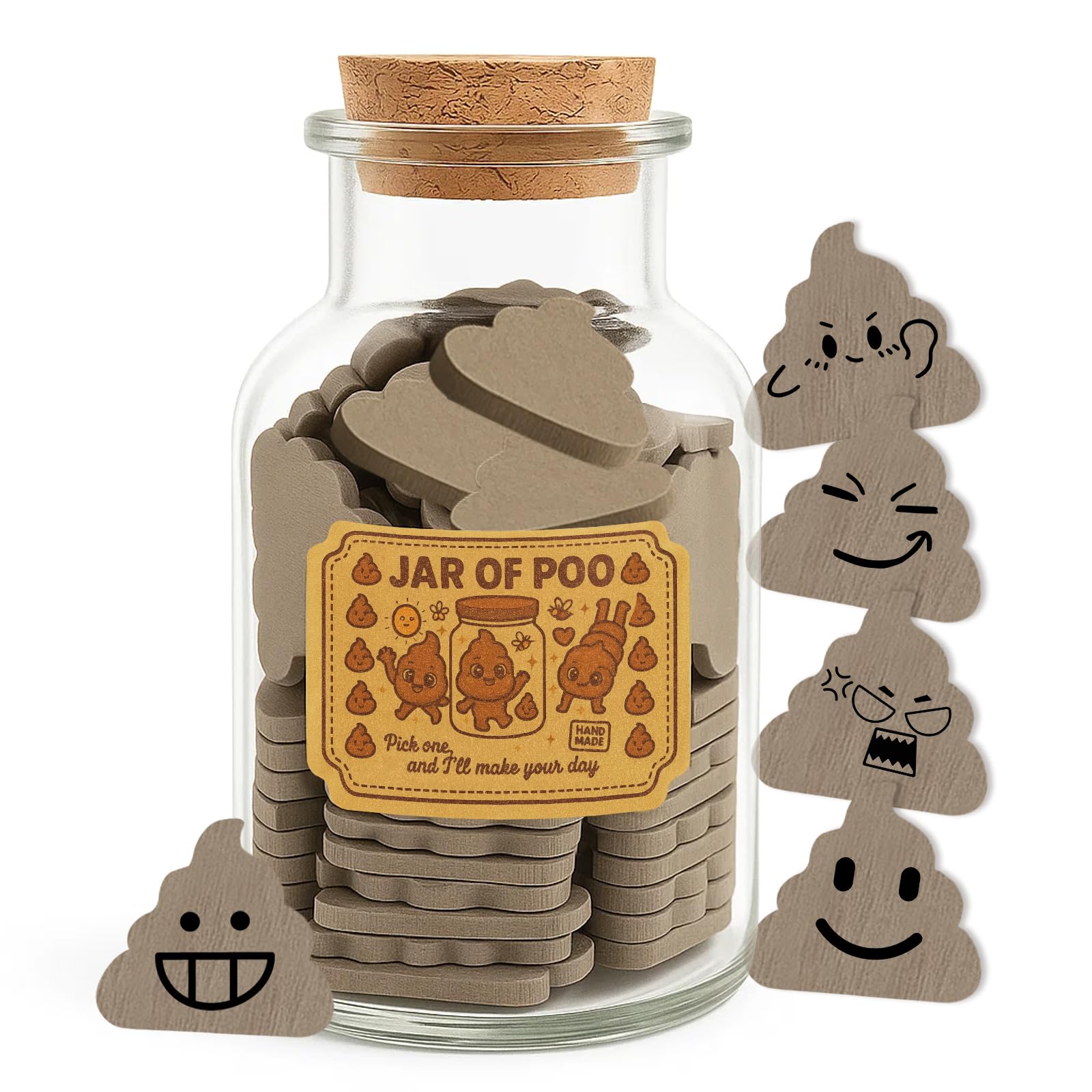 Fake Poop Emoji Cards Jar Positive Poo Gifts for Emotional Support, Jar of Poo Positive Affirmation Messages & Office Prank, Funny Gag Gifts Stress Relief Therapy Home & Office Decor for Coworkers