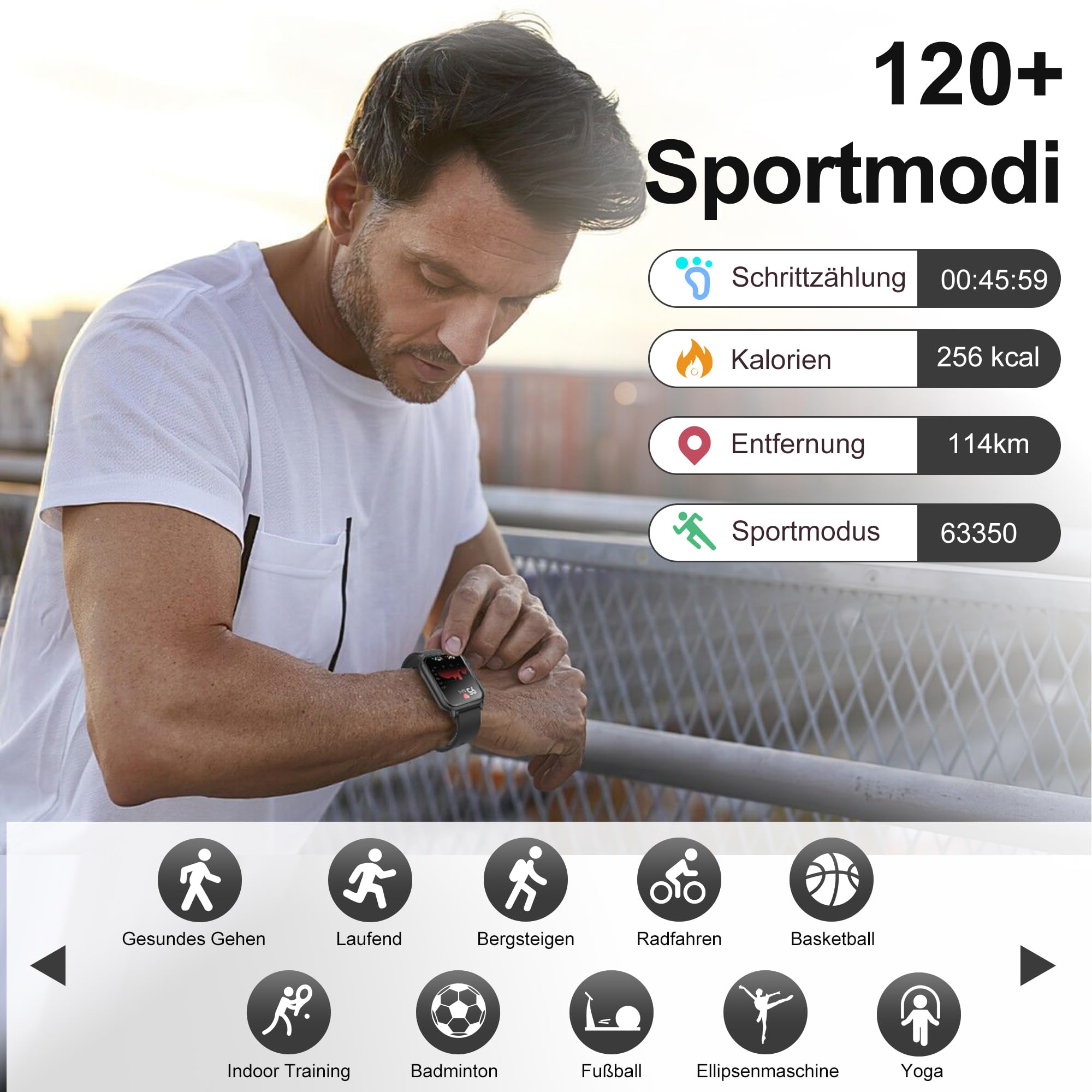 2026 Montre connectée pour homme et femme avec fonction téléphone, montre de fitness HD de 4,7 cm avec plus de 100 modes sportifs, suivi de la fréquence cardiaque/SpO2/podomètre et moniteur de sommeil