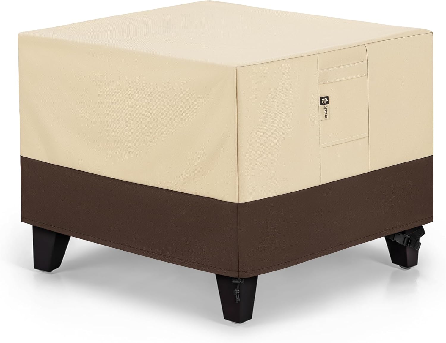 Arcedo Square Outdoor Ottoman Cover, Waterproof Coffee
