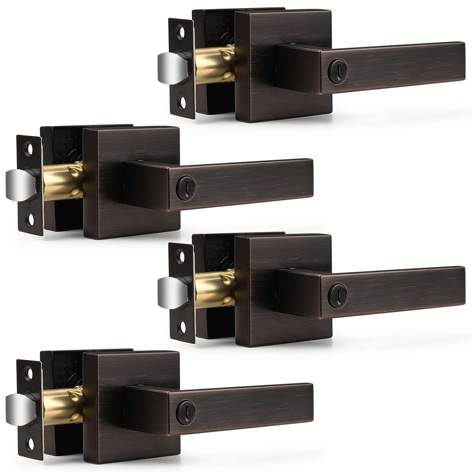 Probrico Brushed Nickel Door Handles with Lock - 3 Pack -30