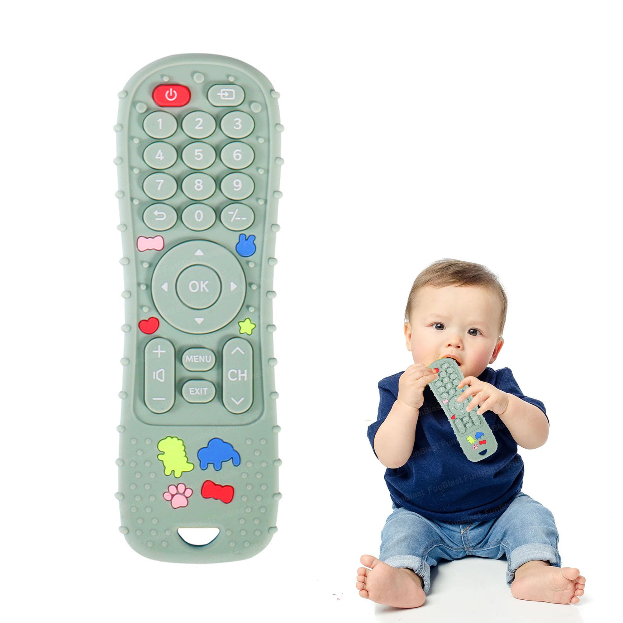 FunBlast Teether for Babies - Silicone Remote Teether for 3+ Month Baby & Toddlers, Teething Toys for Babies and Toddlers, Helps Biting Skills Development, Activity Toys for Babies (Sea Green)-image-43