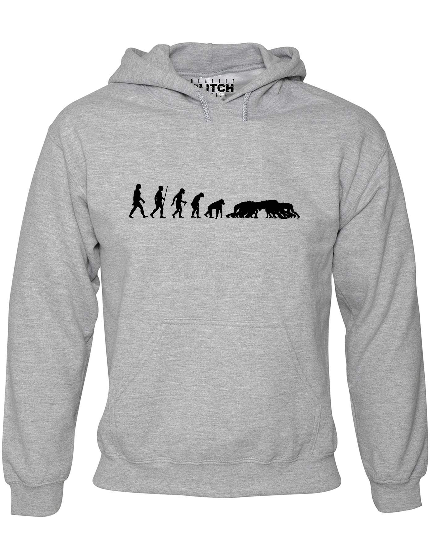 Reality Glitch Men's Light Grey Evolution Of Rugby Hoodie