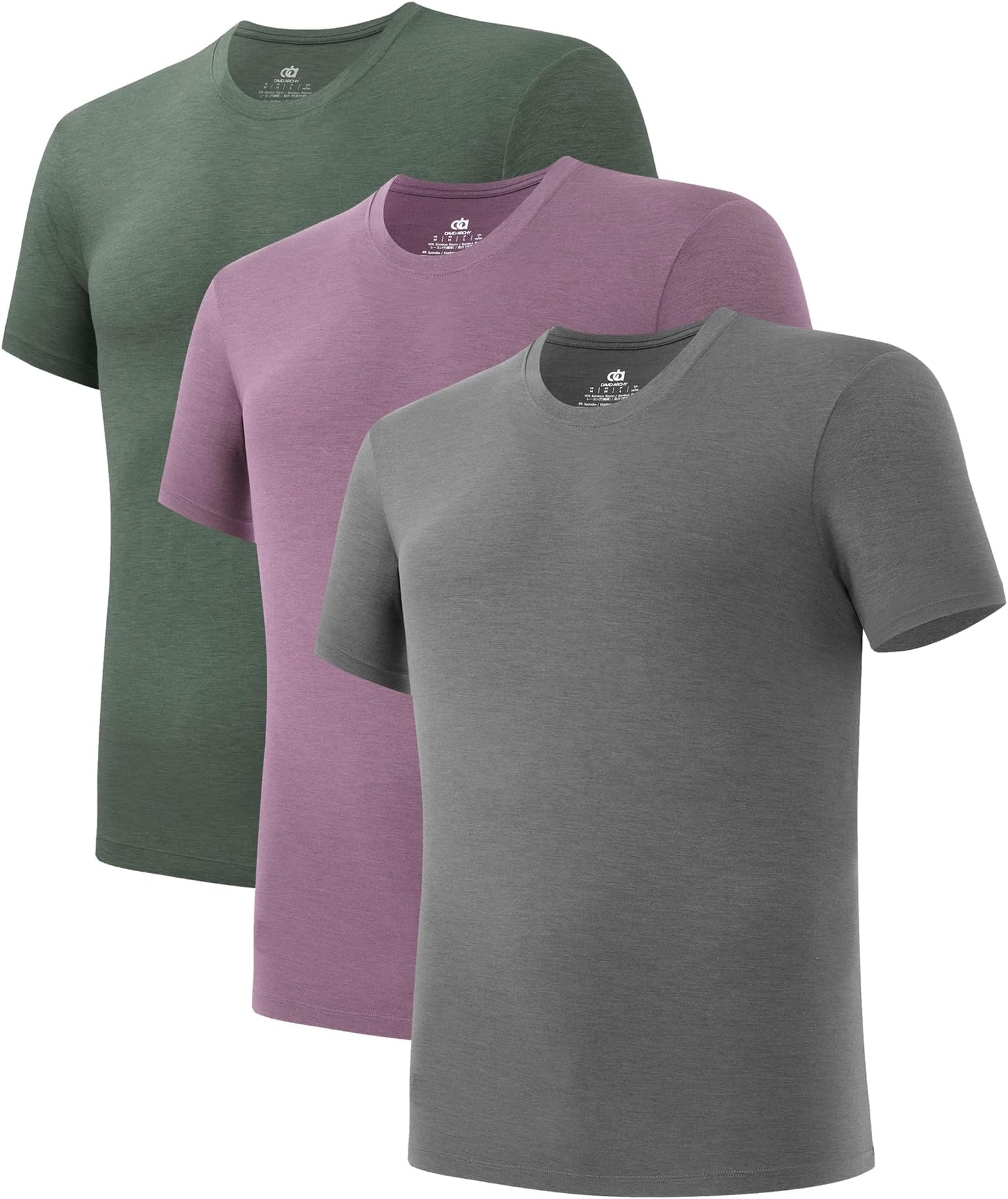 DAVID ARCHY Men's Moisture-Wicking Undershirt Crew Neck T-Shirts 3/5 Pack