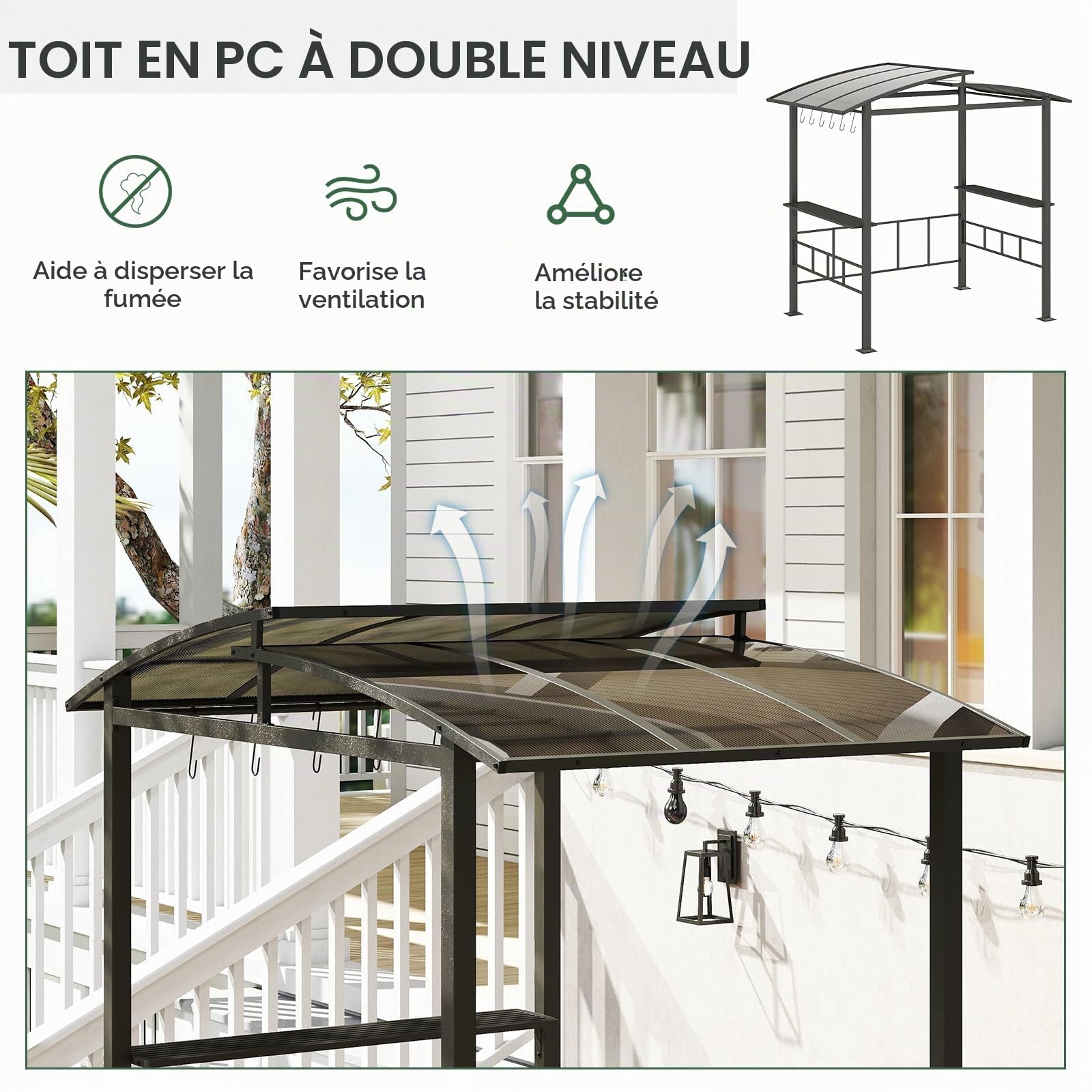 RELAX4LIFE Abri Barbecue Exterieur | Tonnelle Barbecue Exterieur