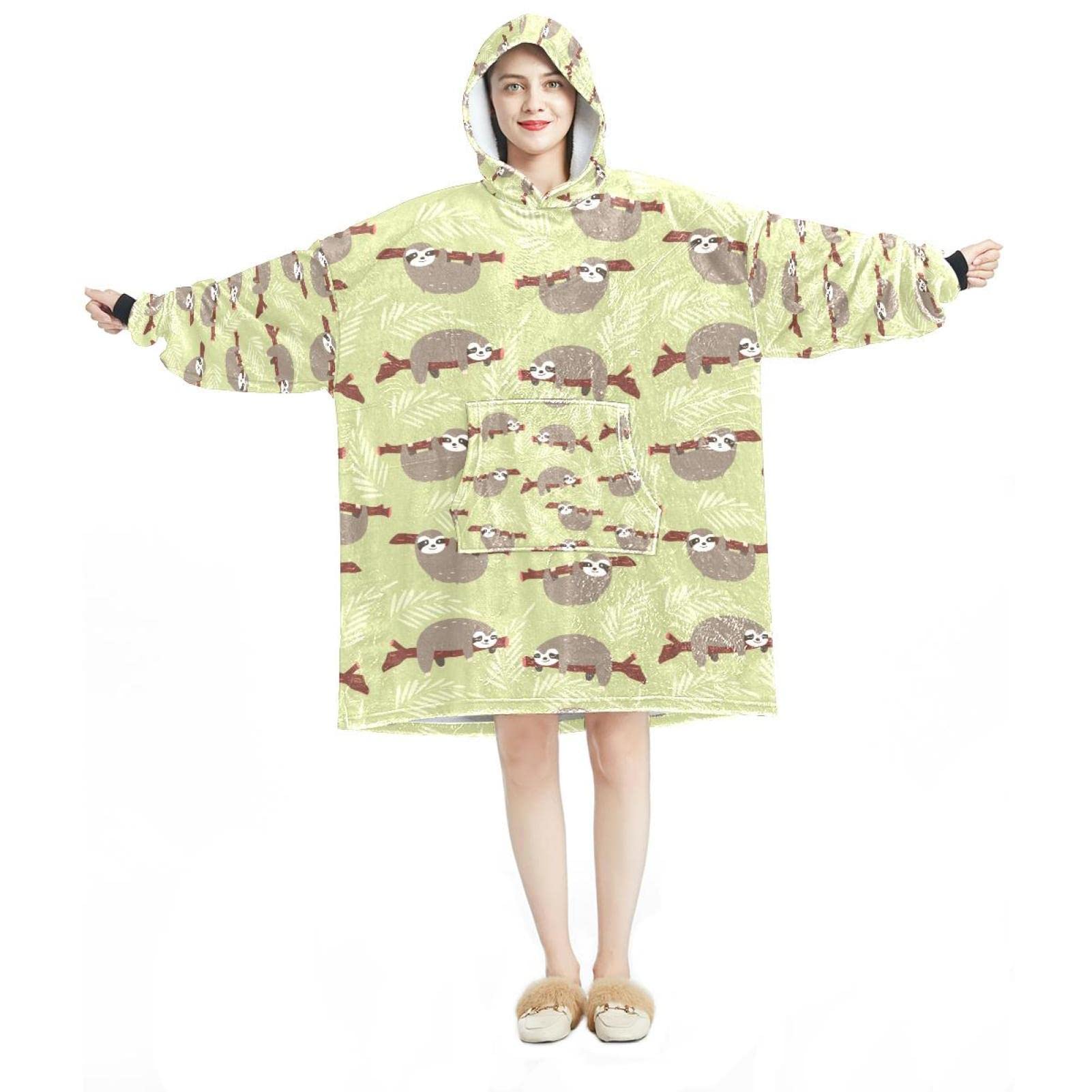 Sweat à capuche surdimensionné flanelle Sherpa homme femme poche