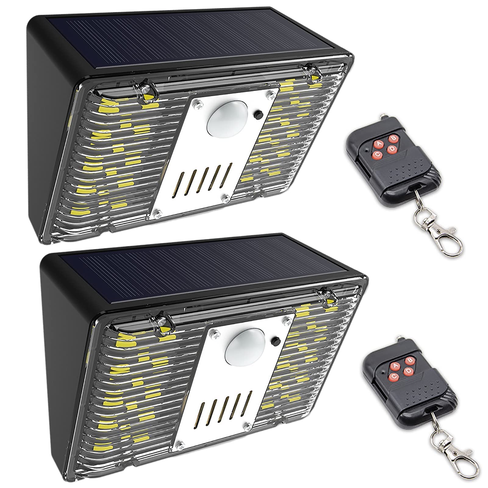 KINGCOO Solarny czujnik ruchu, alarm dźwiękowy, lampa do kampera, 129 dB, syrena, czerwone światło stroboskopowe, białe światło bezpieczeństwa, ściana, światło powodziowe, do rekreacyjnej podróży pojazdu, na zewnątrz, kemping, podwórko, willa, stodoła, ga