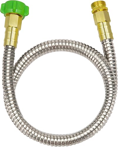 Miniatura 10 de YANWOO Manguera de jardín corta de acero inoxidable 304 de 2 pies con conector de metal hembra a hembra, manguera de agua flexible y ligera (2 pies)