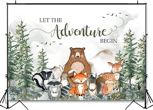 Miniatura 4 de Avezano Telón de fondo de baby shower con texto en inglés "Let The Adventure Begin Baby Show", decoración de fiesta para niños, pancarta de desierto