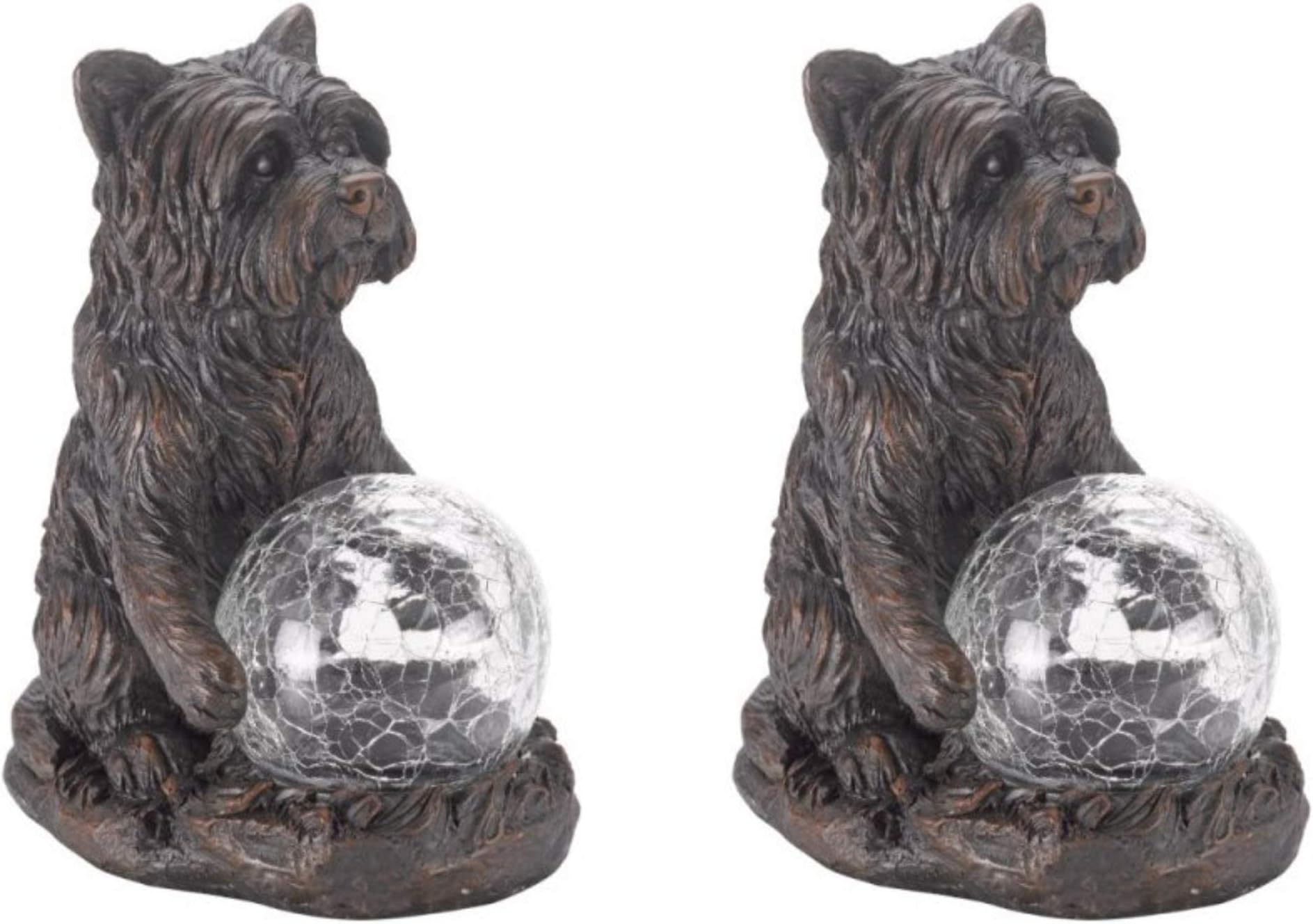 Garden Mile Set of Two Solar Dog Animal Garden Ornaments Outdoor Statue Weatherproof And Durable Outdoor Ornament With Multi-coloured LED Lights Garden Patio Novelty Solar Powered Light Dog Figurine