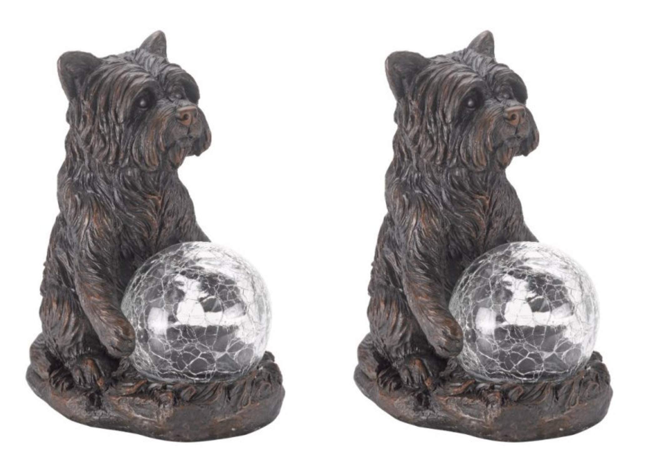 Garden Mile Mystic Dog X2 Set Of Two Solar Dog Animal Garden Ornaments Outdoor Statue Weatherproof And Durable Outdoor Ornament With Multi-Coloured Led Lights Garden Patio Novelty Solar Powered Light Dog Figurine