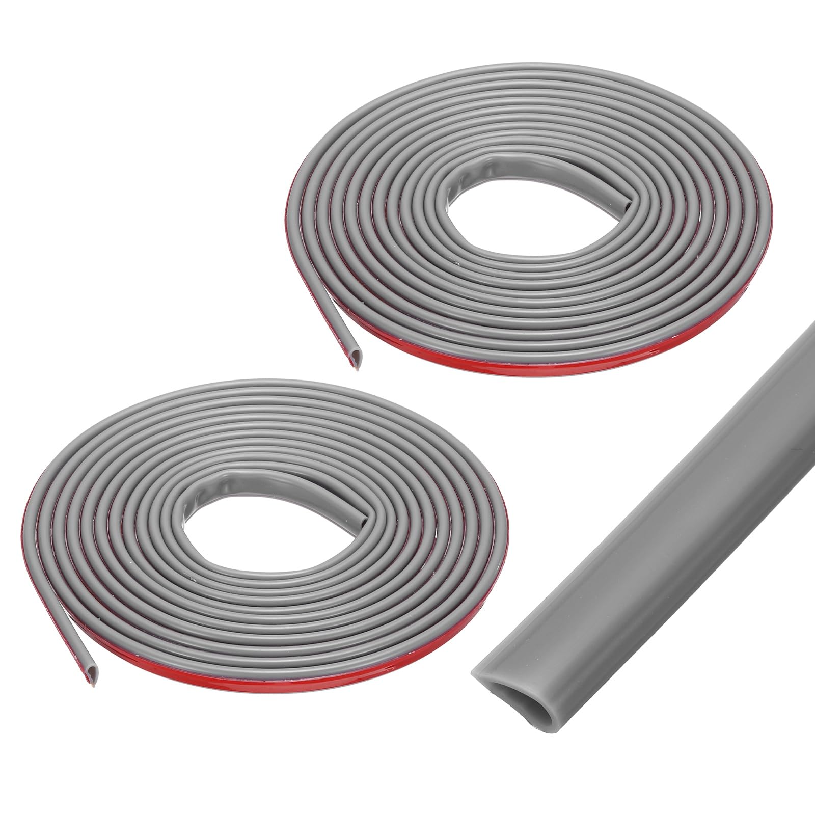 sourcing map 2Pcs 19.6 ft Weather Stripping, Silicone Self-Adhesive Door Seal Strip Fire Smoke Seal for Exterior Door Frame Windows Shower Glass Gap, Grey