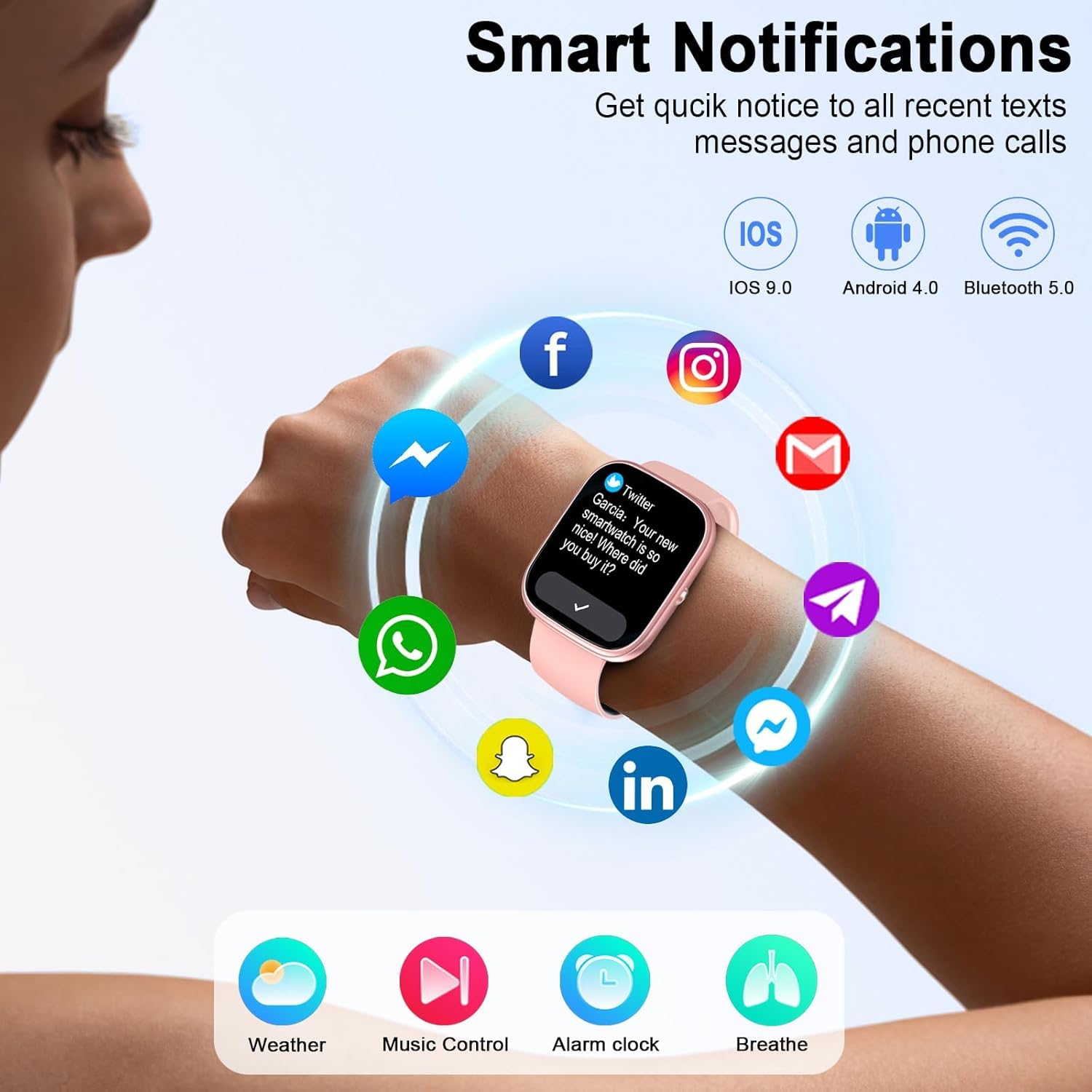 Smartwatch con funzione Alexa integrata, tracker fitness touch screen con funzione di chiamata Bluetooth, orologio fitness con monitoraggio della frequenza cardiaca/sonno
